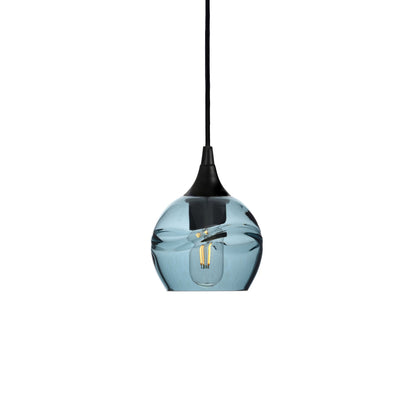 763 Swell: Single Pendant Light-Glass-Bicycle Glass Co - Hotshop-Slate Gray-Matte Black-Bicycle Glass Co