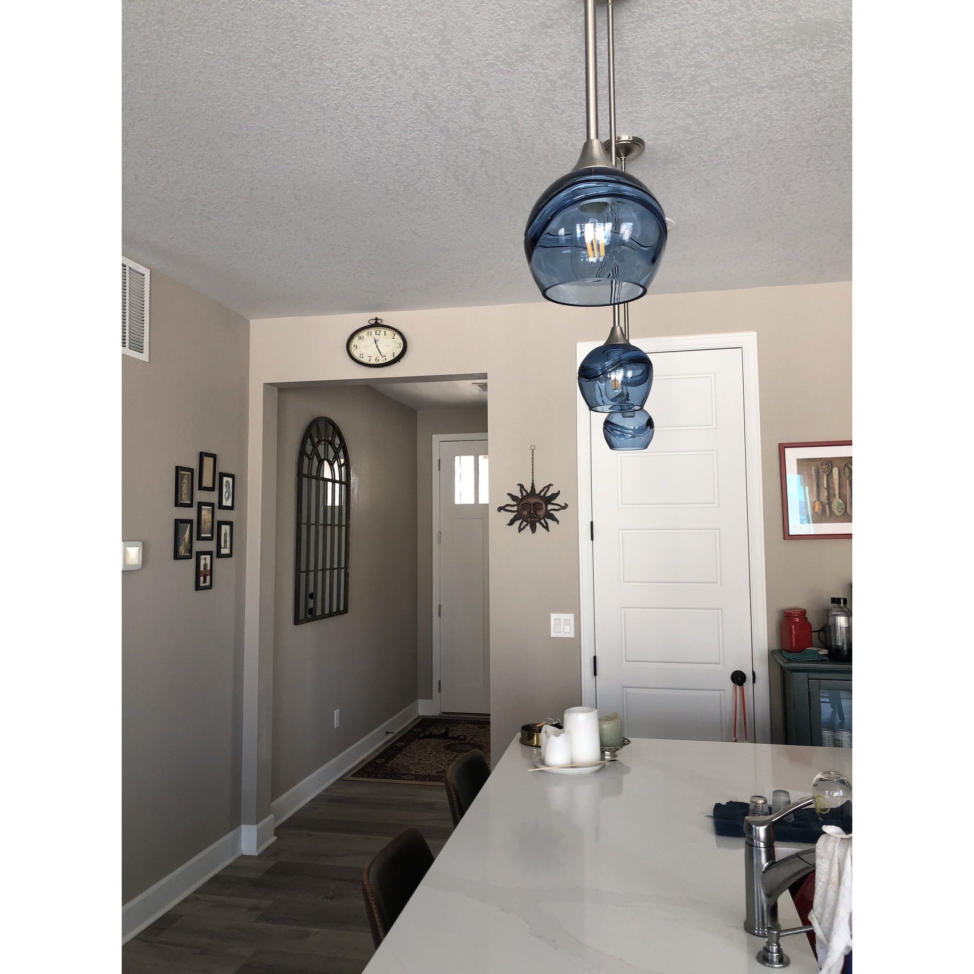 763 Swell: Single Pendant Light-Glass-Bicycle Glass Co-Steel Blue-Bicycle Glass Co