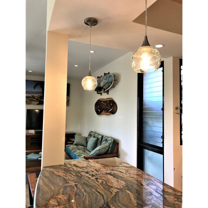 763 Swell: Single Pendant Light-Glass-Bicycle Glass Co-Steel Blue-Bicycle Glass Co