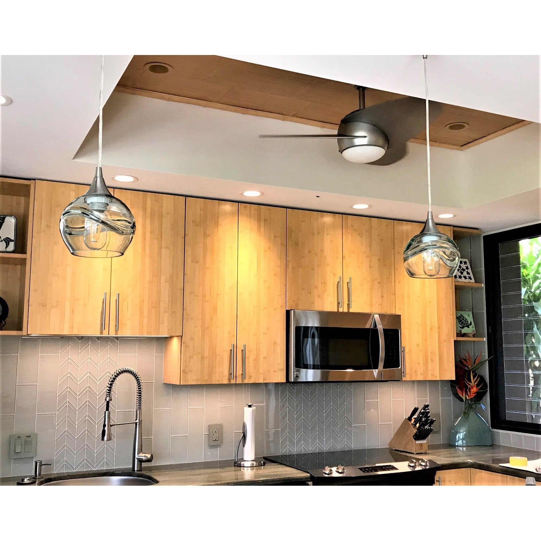 763 Swell: Single Pendant Light-Mini Pendant Lights-Bicycle Glass Co-Steel Blue-Bicycle Glass Co