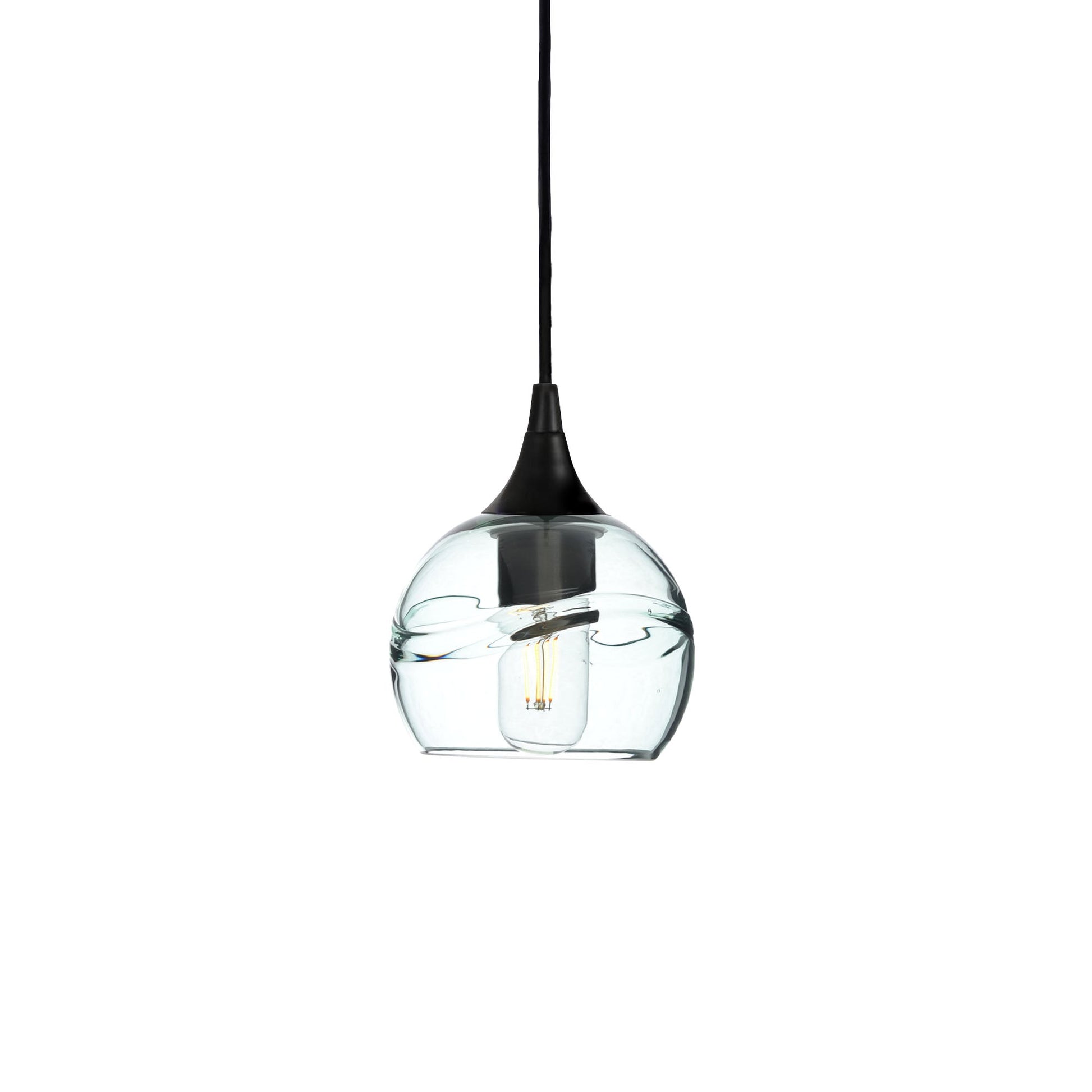 763 Swell: Single Pendant Light-Glass-Bicycle Glass Co - Hotshop-Eco Clear-Matte Black-Bicycle Glass Co