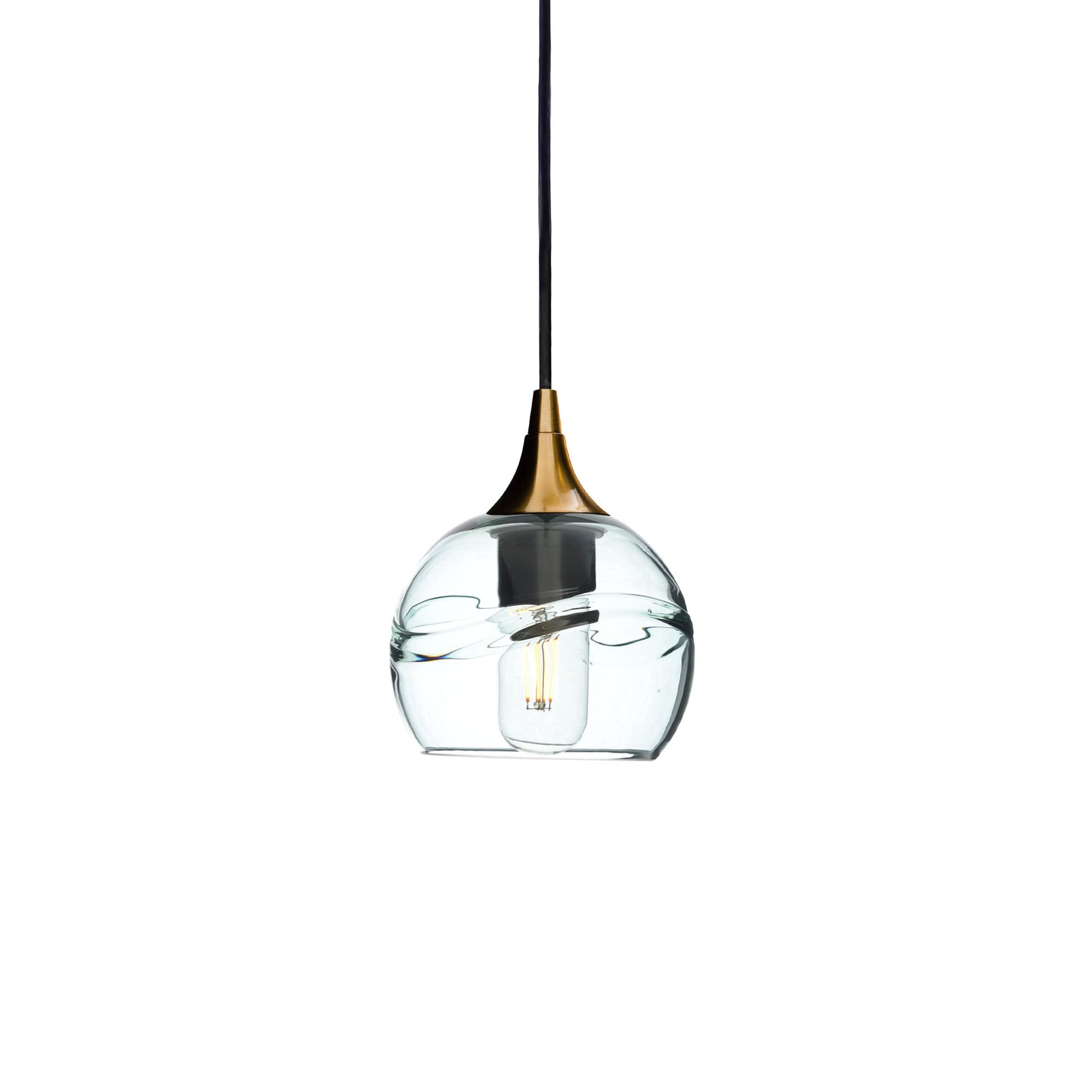 763 Swell: Single Pendant Light-Glass-Bicycle Glass Co - Hotshop-Eco Clear-Polished Brass-Bicycle Glass Co