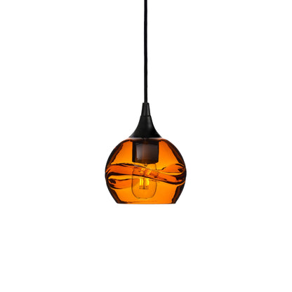 763 Swell: Single Pendant Light-Glass-Bicycle Glass Co - Hotshop-Harvest Gold-Matte Black-Bicycle Glass Co