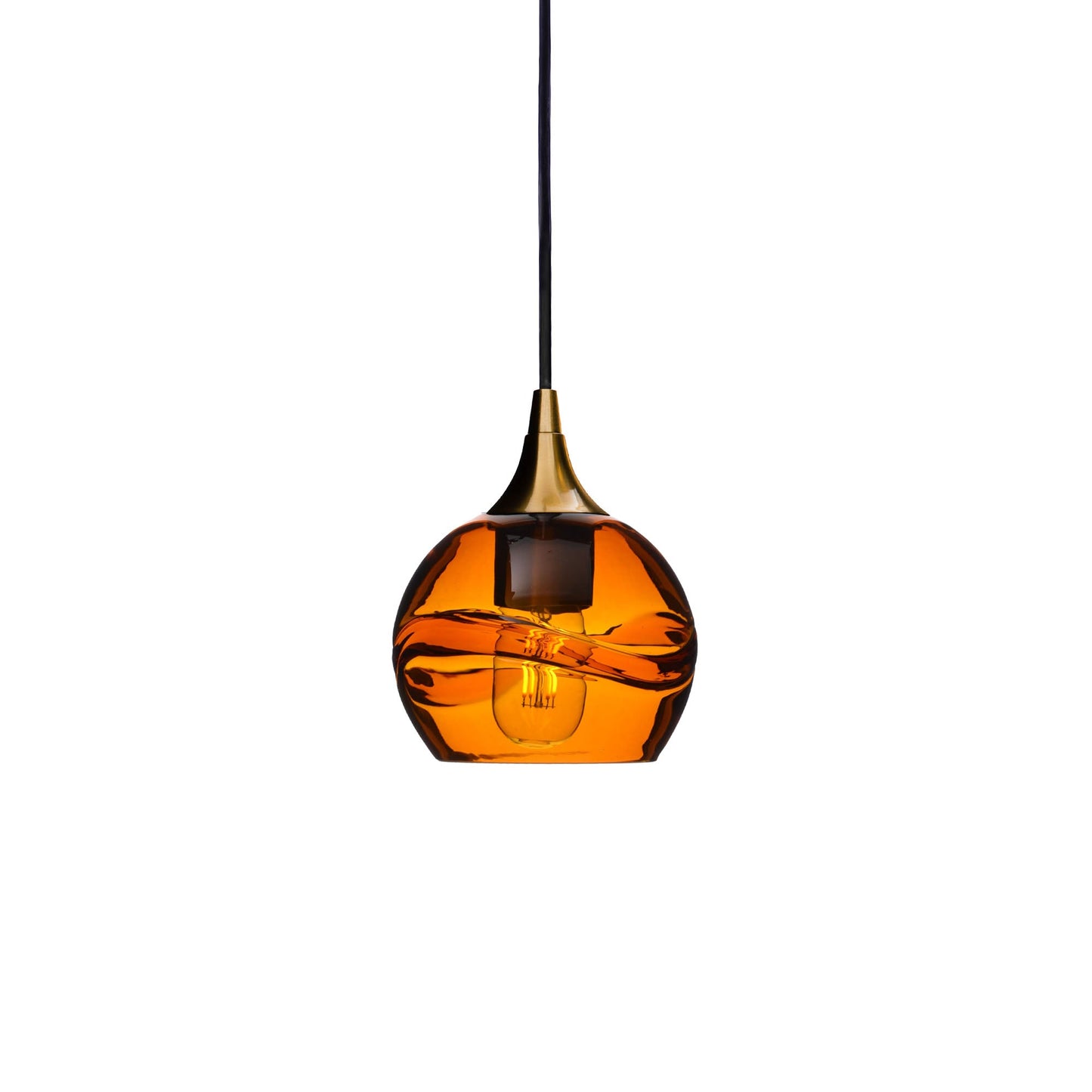 763 Swell: Single Pendant Light-Glass-Bicycle Glass Co - Hotshop-Harvest Gold-Polished Brass-Bicycle Glass Co