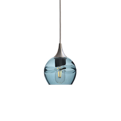 763 Swell: Single Pendant Light-Glass-Bicycle Glass Co - Hotshop-Slate Gray-Brushed Nickel-Bicycle Glass Co