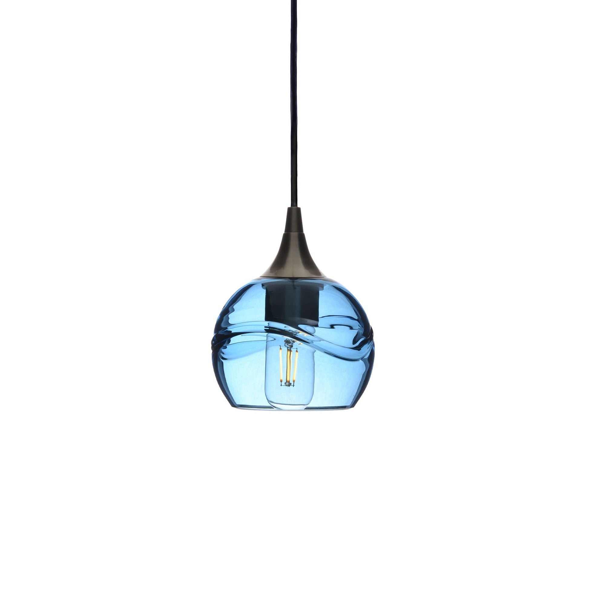 763 Swell: Single Pendant Light-Glass-Bicycle Glass Co - Hotshop-Steel Blue-Antique Bronze-Bicycle Glass Co
