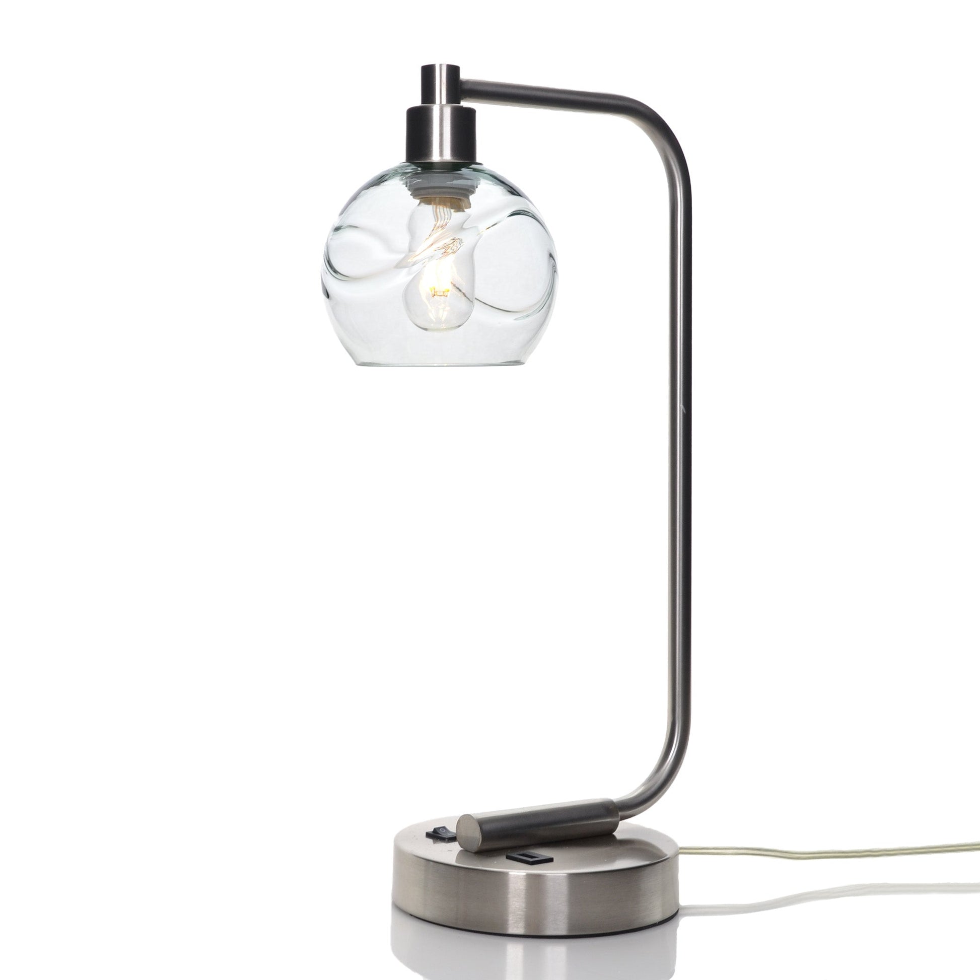 763 Swell: Table Lamp-Glass-Bicycle Glass Co - Hotshop-Eco Clear-Brushed Nickel-4 Watt LED (+$0.00)-Bicycle Glass Co
