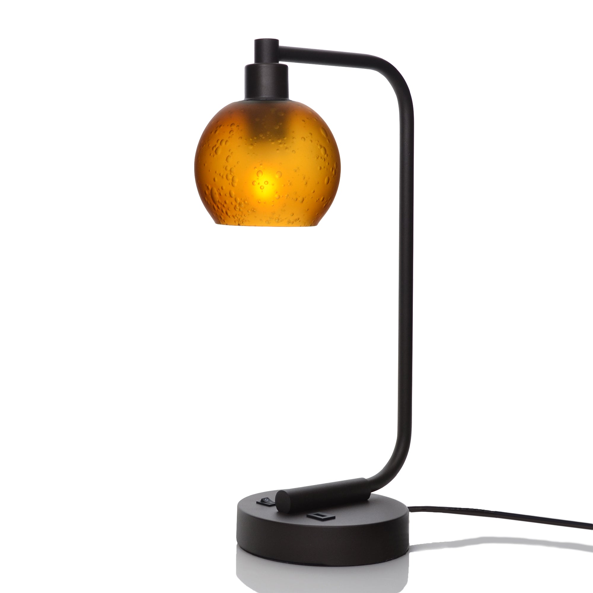 763 Table Lamp-Glass-Bicycle Glass Co - Hotshop-Celestial-Golden Amber-Matte Black-Bicycle Glass Co