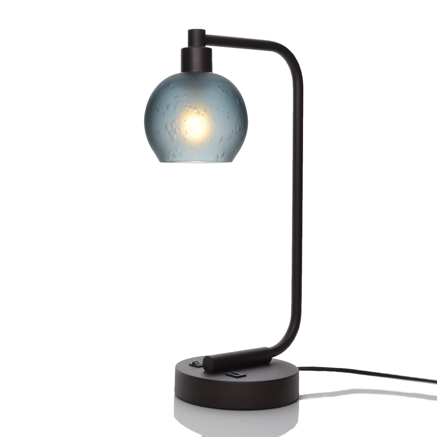 763 Table Lamp-Glass-Bicycle Glass Co - Hotshop-Celestial-Slate Gray-Dark Bronze-Bicycle Glass Co
