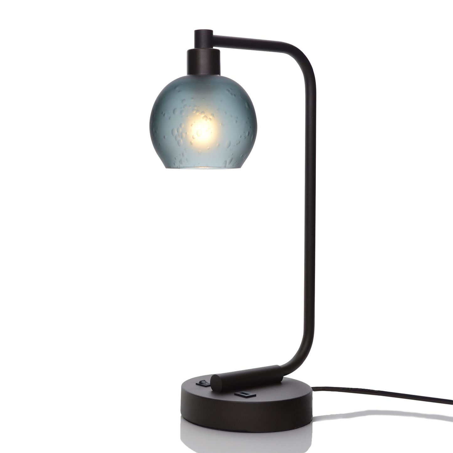 763 Table Lamp-Glass-Bicycle Glass Co - Hotshop-Celestial-Slate Gray-Matte Black-Bicycle Glass Co