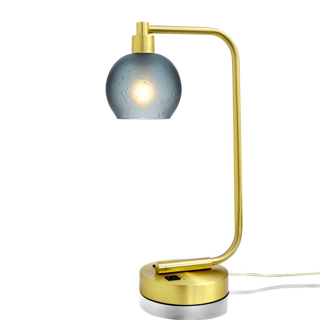 763 Table Lamp-Glass-Bicycle Glass Co - Hotshop-Celestial-Slate Gray-Satin Brass-Bicycle Glass Co