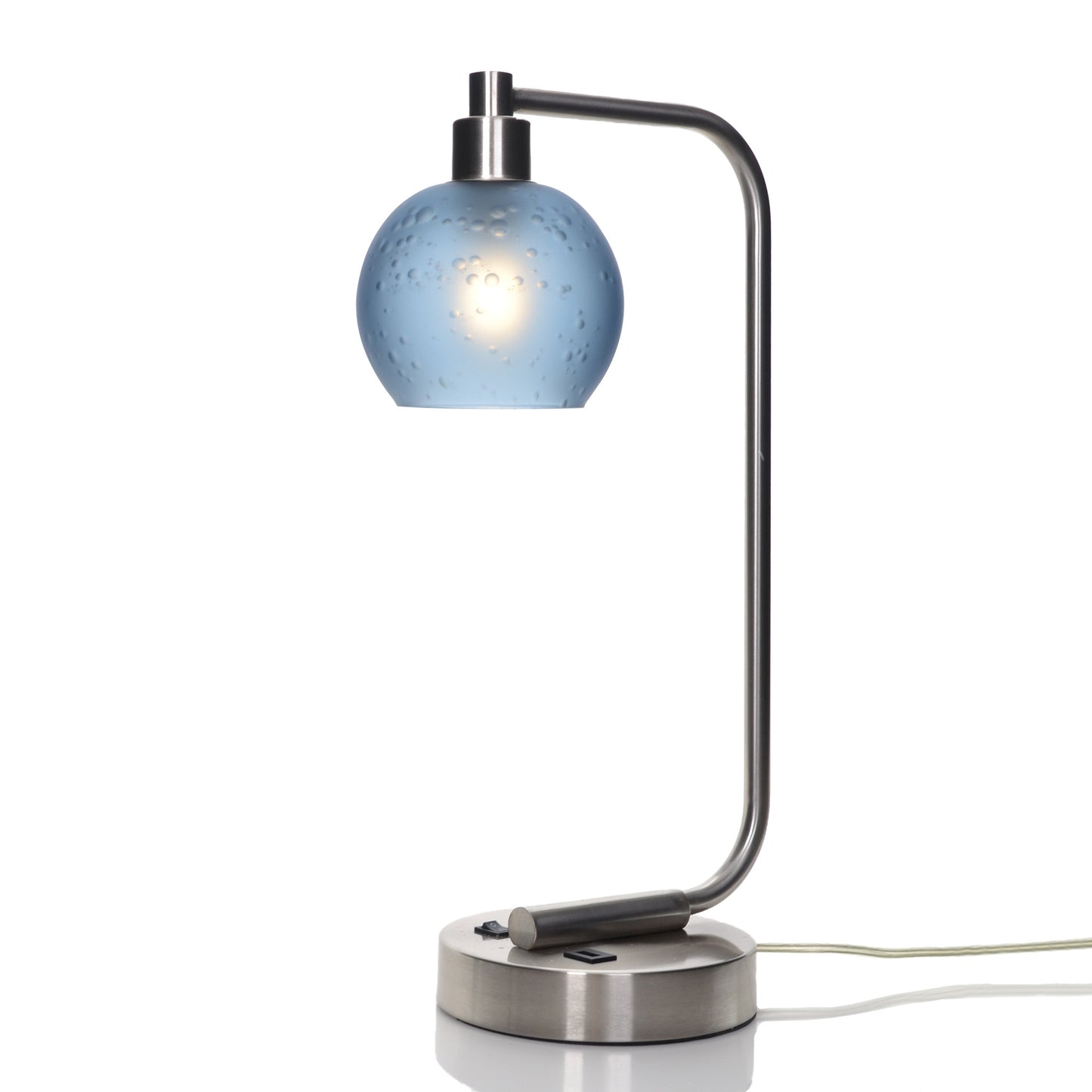 763 Table Lamp-Glass-Bicycle Glass Co - Hotshop-Celestial-Steel Blue-Brushed Nickel-Bicycle Glass Co