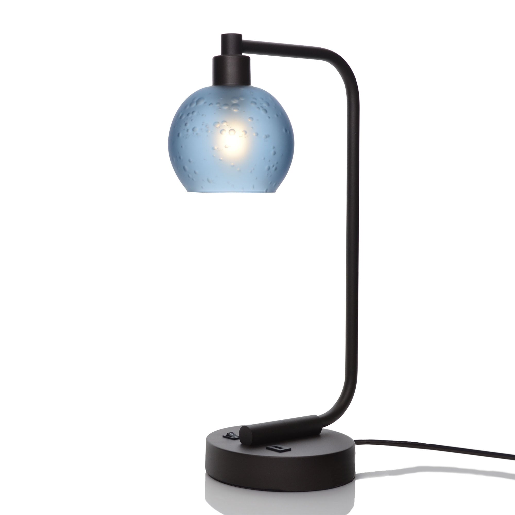763 Table Lamp-Glass-Bicycle Glass Co - Hotshop-Celestial-Steel Blue-Matte Black-Bicycle Glass Co