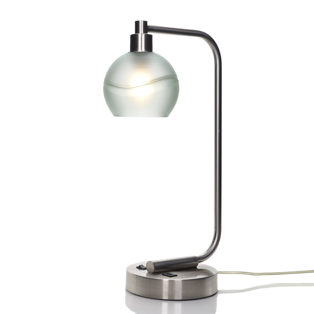 763 Table Lamp-Glass-Bicycle Glass Co - Hotshop-Glacial-Eco Clear-Brushed Nickel-Bicycle Glass Co