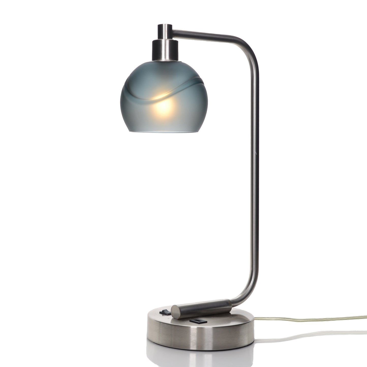 763 Table Lamp-Glass-Bicycle Glass Co - Hotshop-Glacial-Slate Gray-Brushed Nickel-Bicycle Glass Co