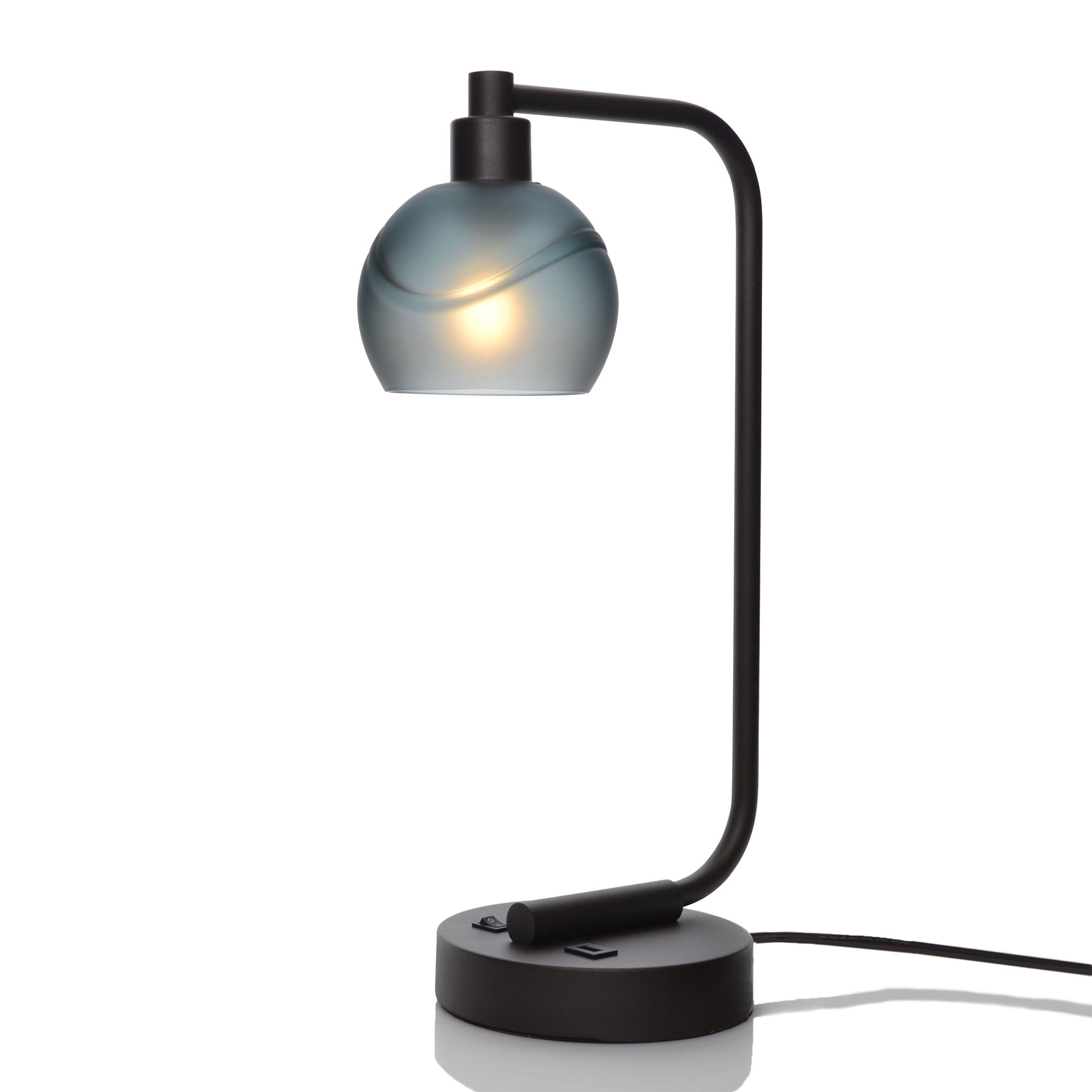 763 Table Lamp-Glass-Bicycle Glass Co - Hotshop-Glacial-Slate Gray-Matte Black-Bicycle Glass Co