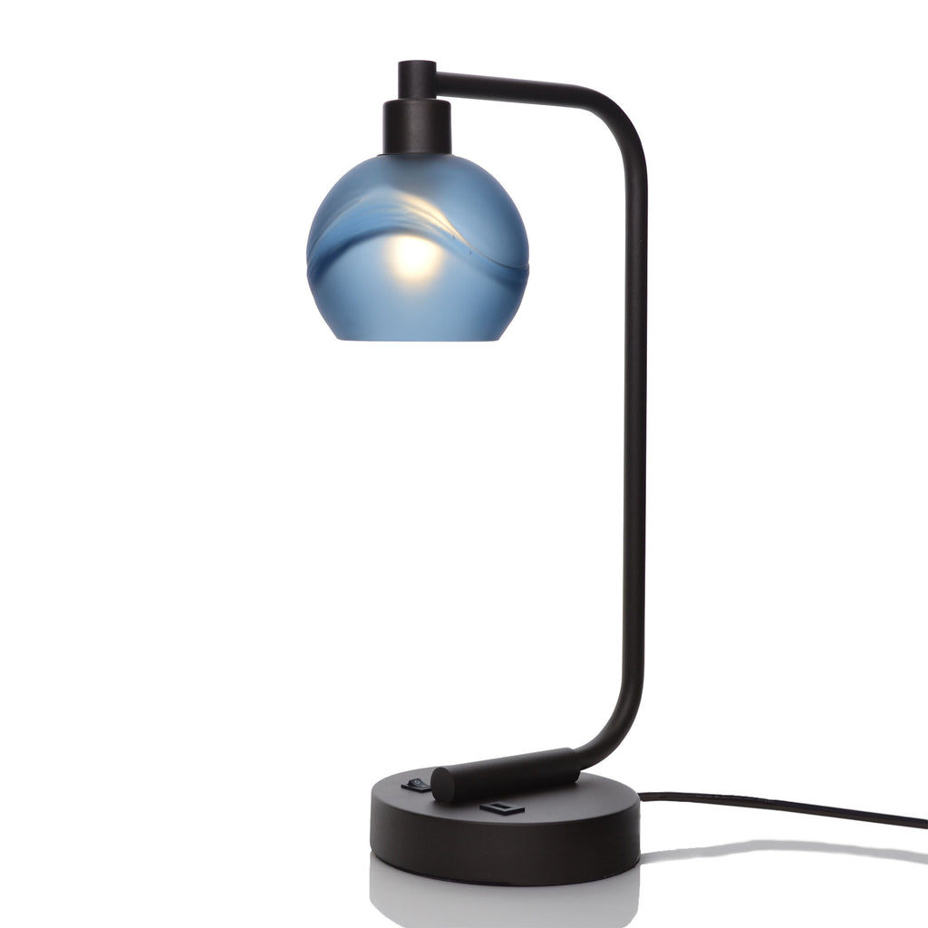 763 Table Lamp-Glass-Bicycle Glass Co - Hotshop-Glacial-Steel Blue-Matte Black-Bicycle Glass Co