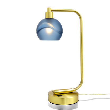 763 Table Lamp-Glass-Bicycle Glass Co - Hotshop-Glacial-Steel Blue-Satin Brass-Bicycle Glass Co