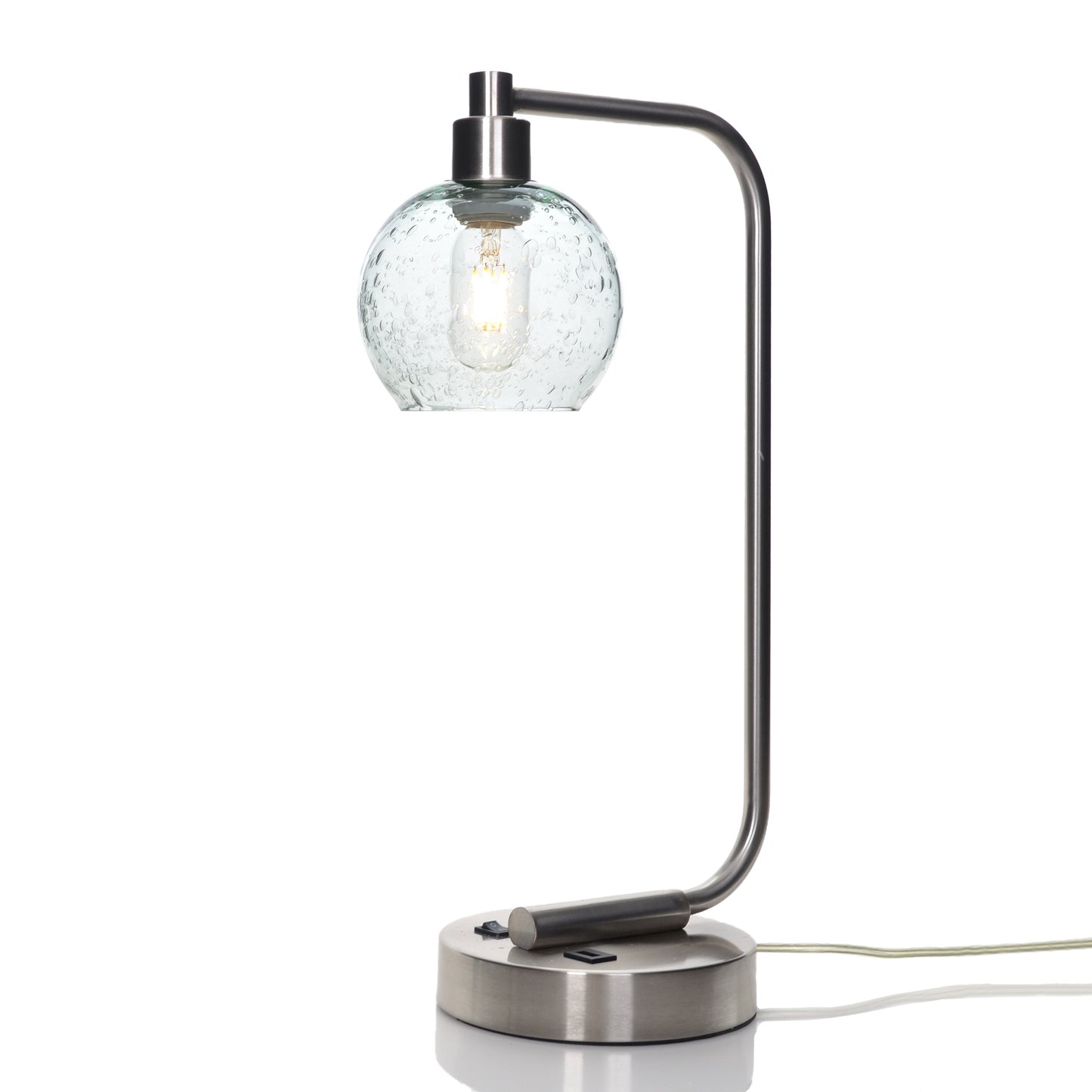 763 Table Lamp-Glass-Bicycle Glass Co - Hotshop-Lunar-Eco Clear-Brushed Nickel-Bicycle Glass Co