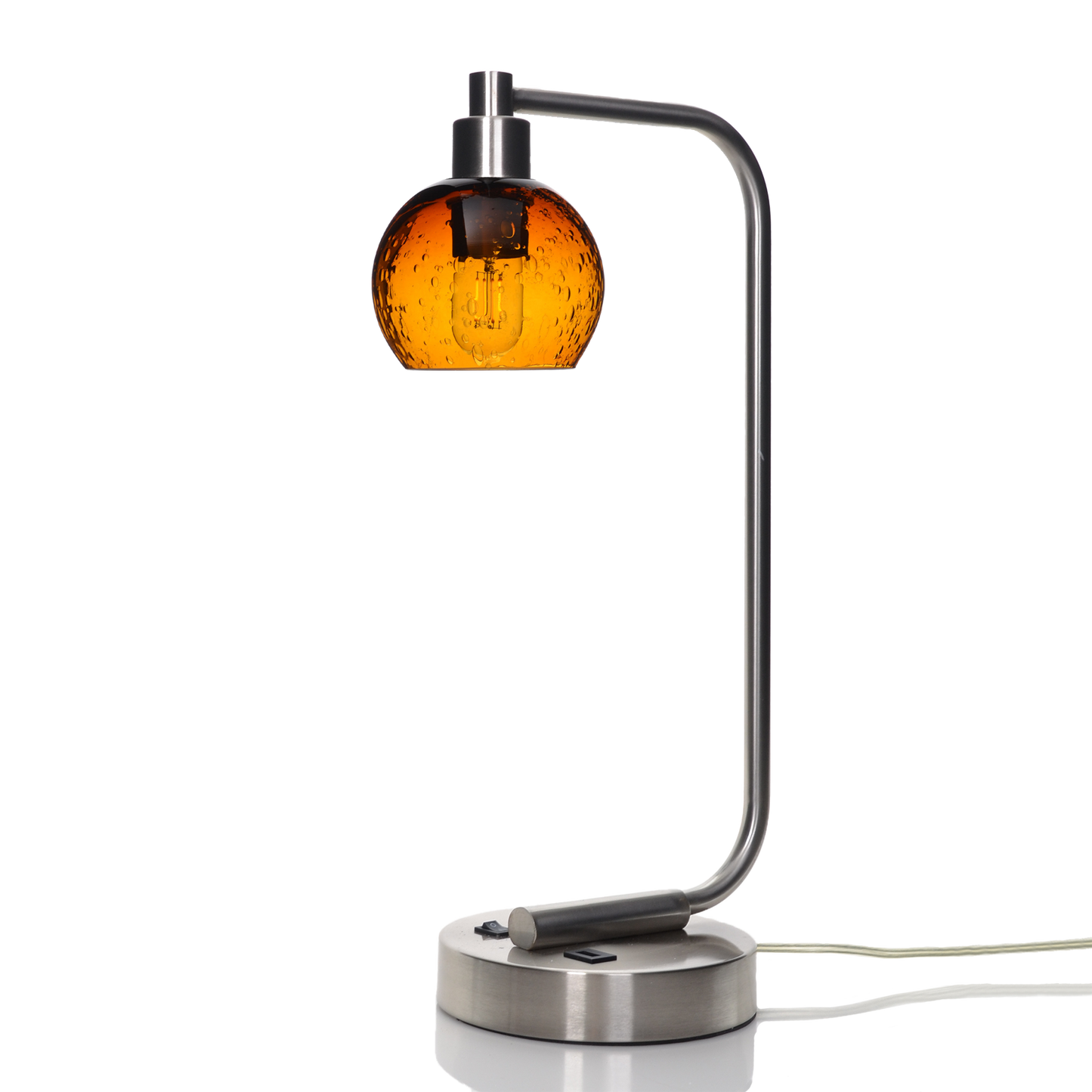 763 Table Lamp-Glass-Bicycle Glass Co - Hotshop-Lunar-Golden Amber-Brushed Nickel-Bicycle Glass Co