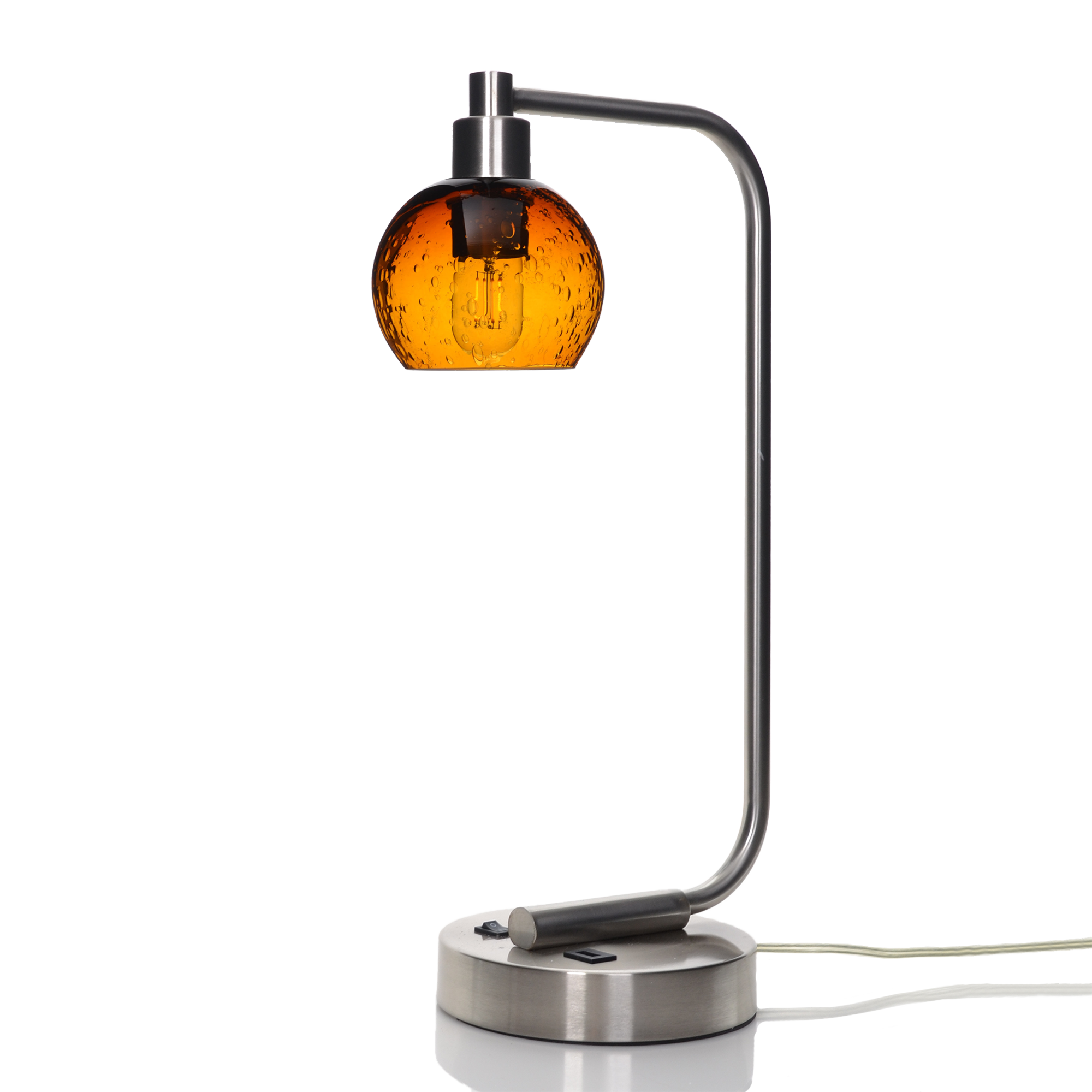 763 Table Lamp-Glass-Bicycle Glass Co - Hotshop-Lunar-Golden Amber-Brushed Nickel-Bicycle Glass Co