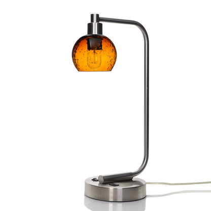 763 Table Lamp-Glass-Bicycle Glass Co - Hotshop-Lunar-Golden Amber-Brushed Nickel-Bicycle Glass Co