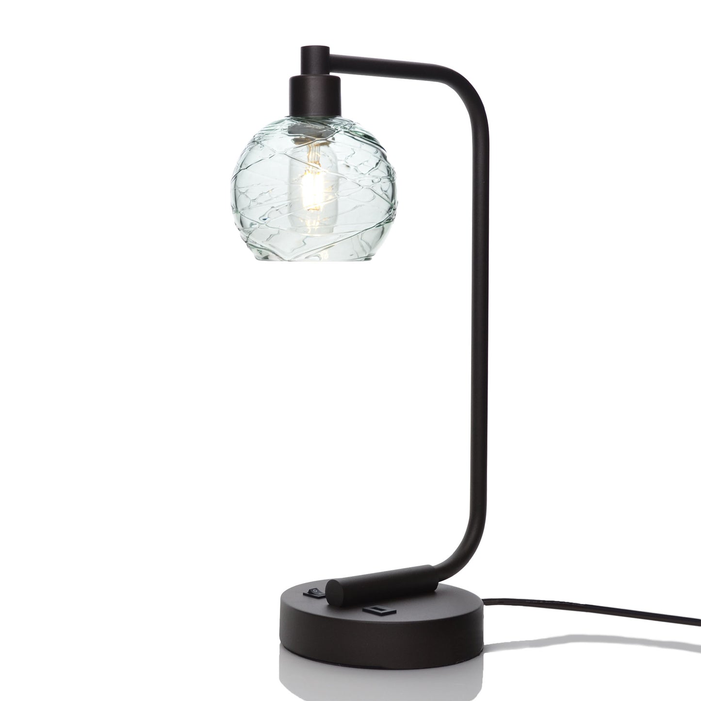 763 Table Lamp-Glass-Bicycle Glass Co - Hotshop-Spun-Eco Clear-Matte Black-Bicycle Glass Co