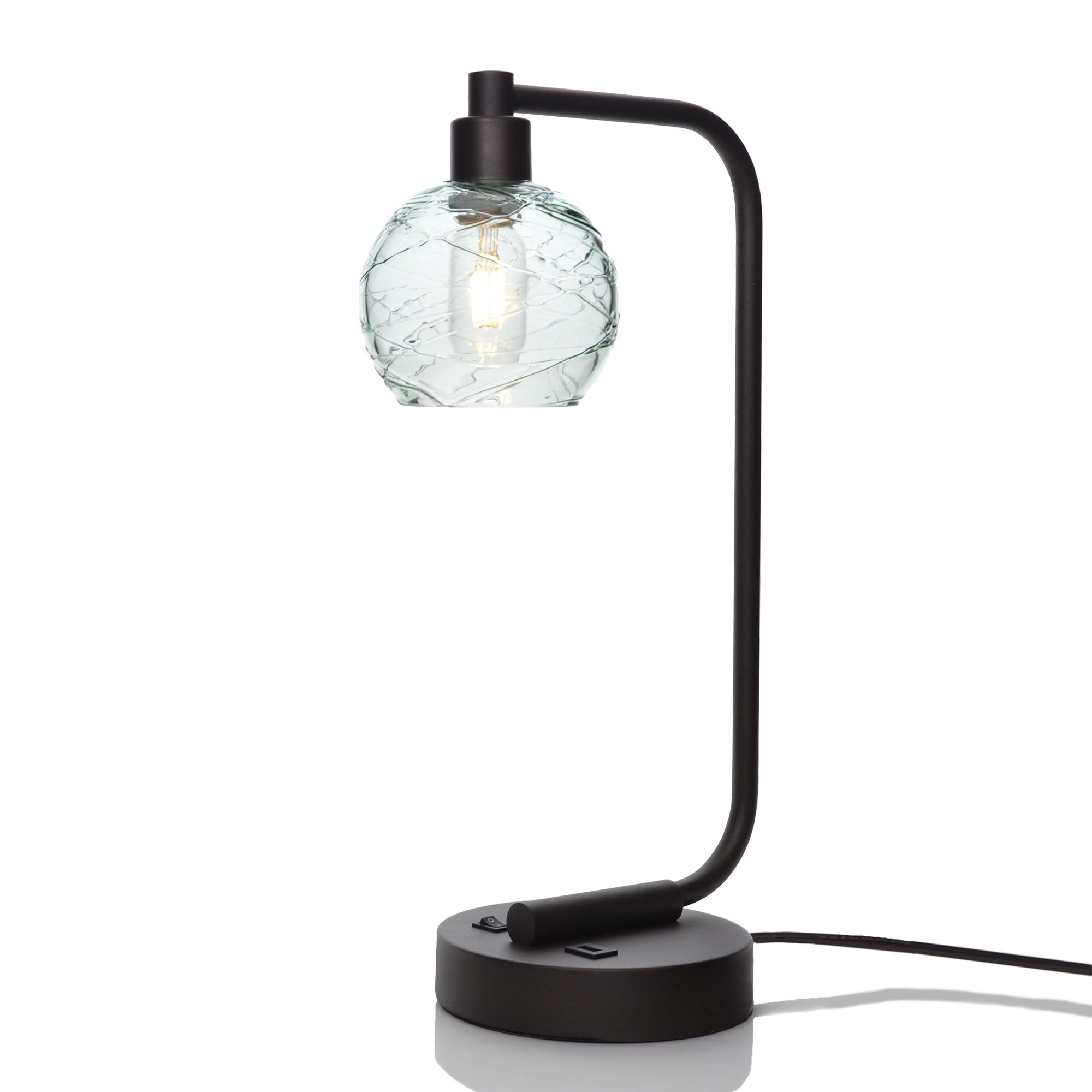763 Table Lamp-Glass-Bicycle Glass Co - Hotshop-Spun-Eco Clear-Matte Black-Bicycle Glass Co