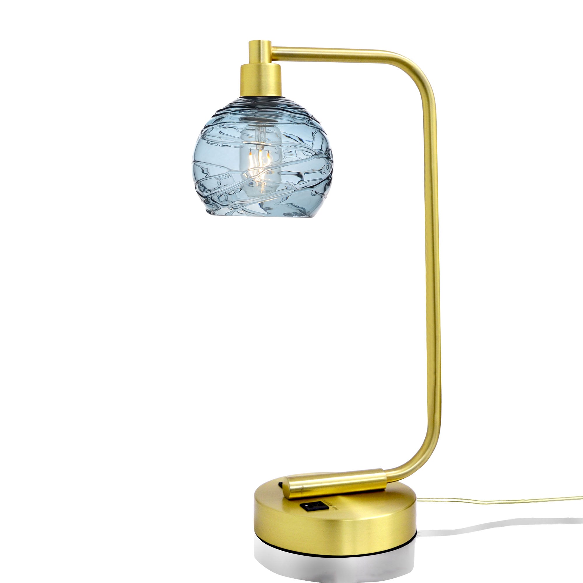 763 Table Lamp-Glass-Bicycle Glass Co - Hotshop-Spun-Slate Gray-Satin Brass-Bicycle Glass Co