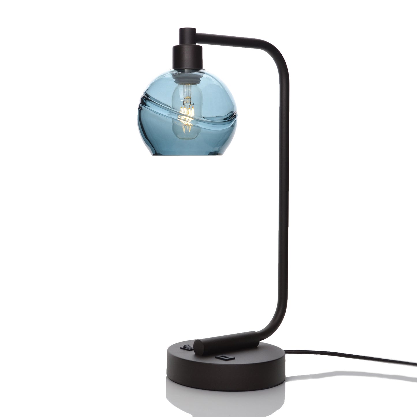 763 Table Lamp-Glass-Bicycle Glass Co - Hotshop-Swell-Slate Gray-Dark Bronze-Bicycle Glass Co