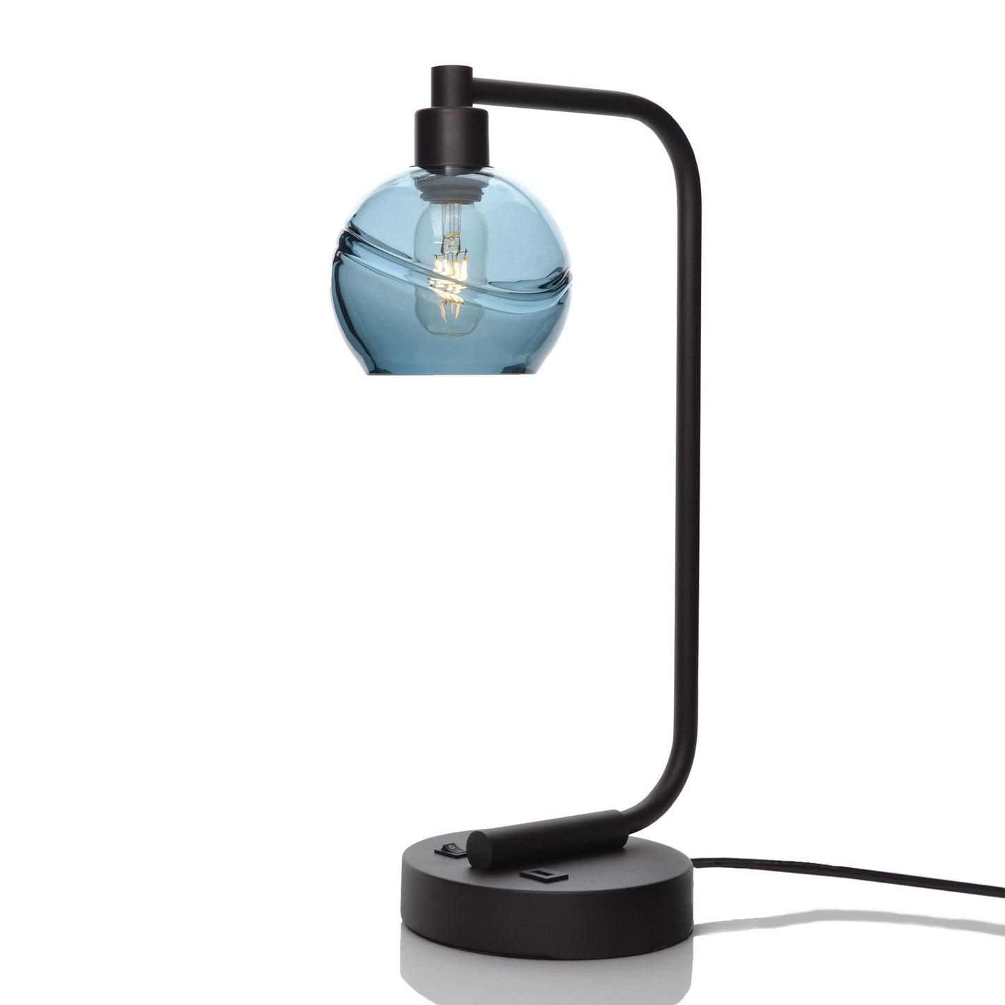 763 Table Lamp-Glass-Bicycle Glass Co - Hotshop-Swell-Slate Gray-Matte Black-Bicycle Glass Co