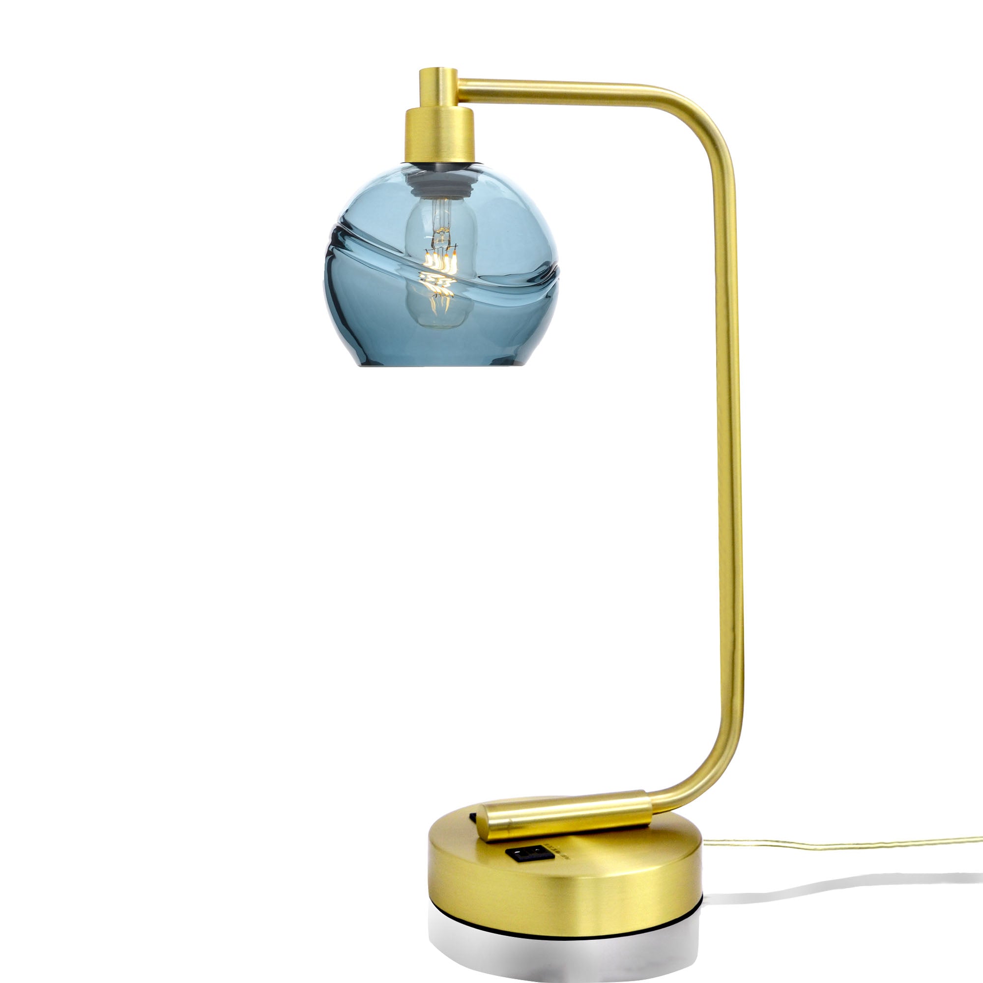 763 Table Lamp-Glass-Bicycle Glass Co - Hotshop-Swell-Slate Gray-Satin Brass-Bicycle Glass Co