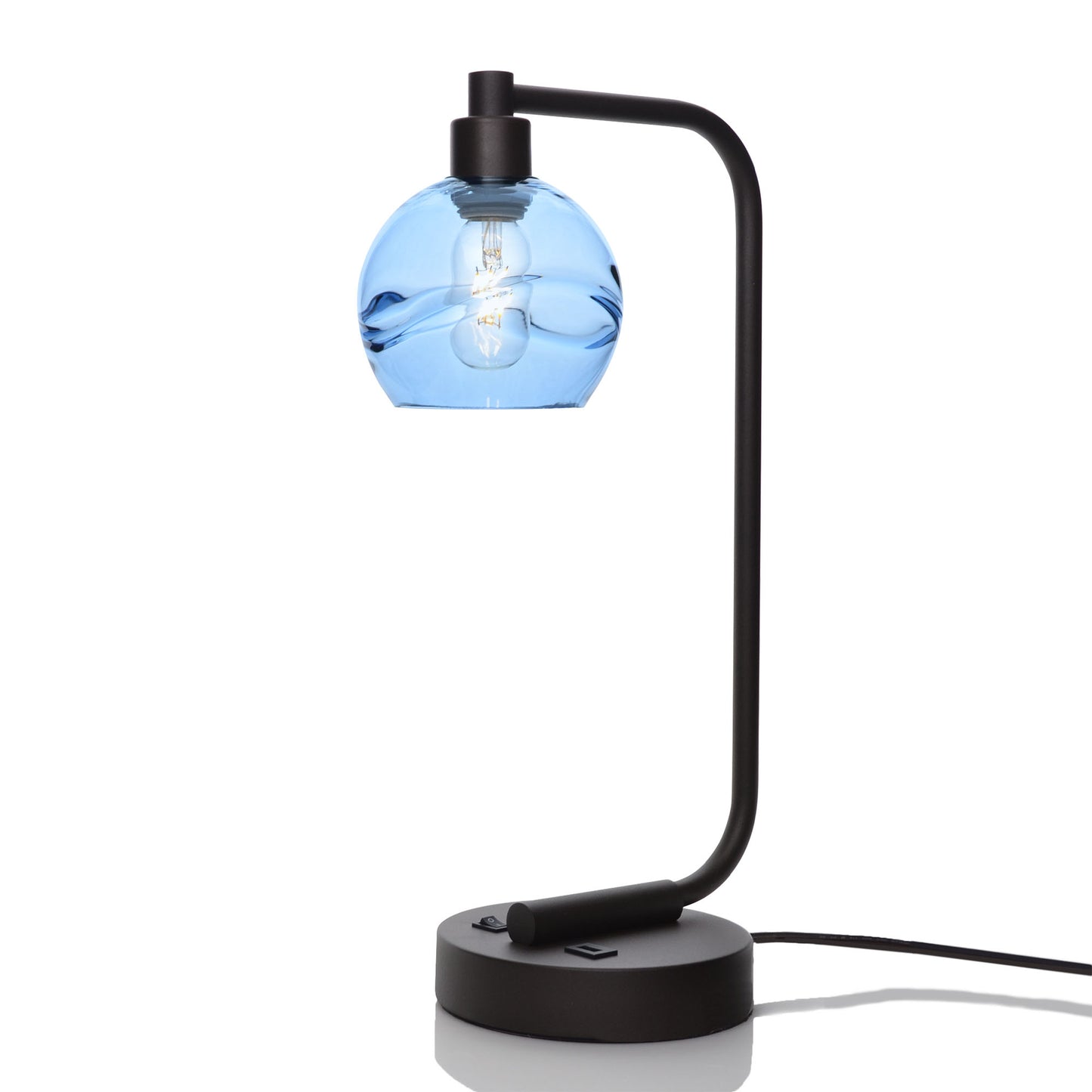 763 Table Lamp-Glass-Bicycle Glass Co - Hotshop-Swell-Steel Blue-Matte Black-Bicycle Glass Co