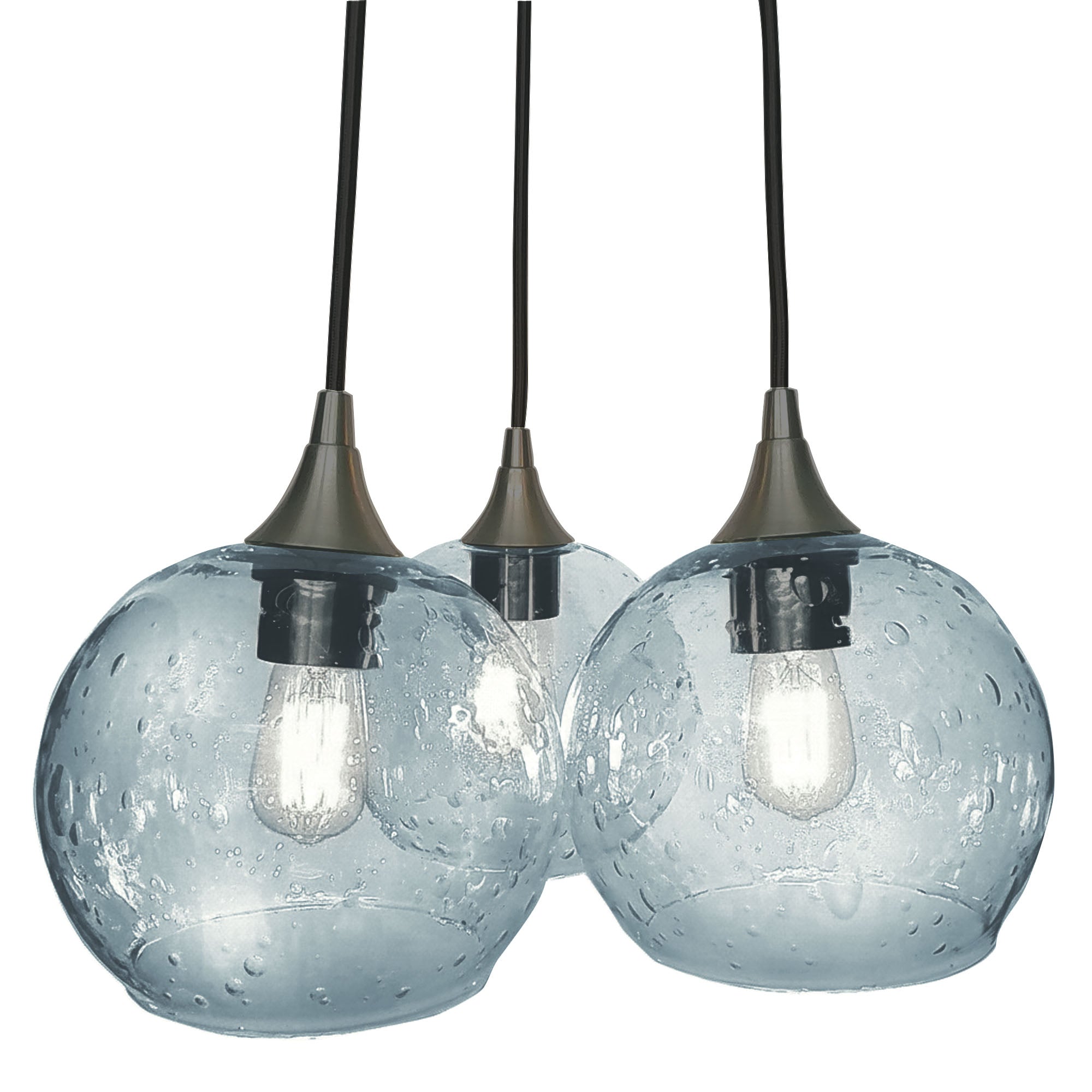 767 3 Cluster Chandelier-Glass-Bicycle Glass Co - Hotshop-Antique Bronze - 4ft Cord-Lunar-Slate Gray-Bicycle Glass Co