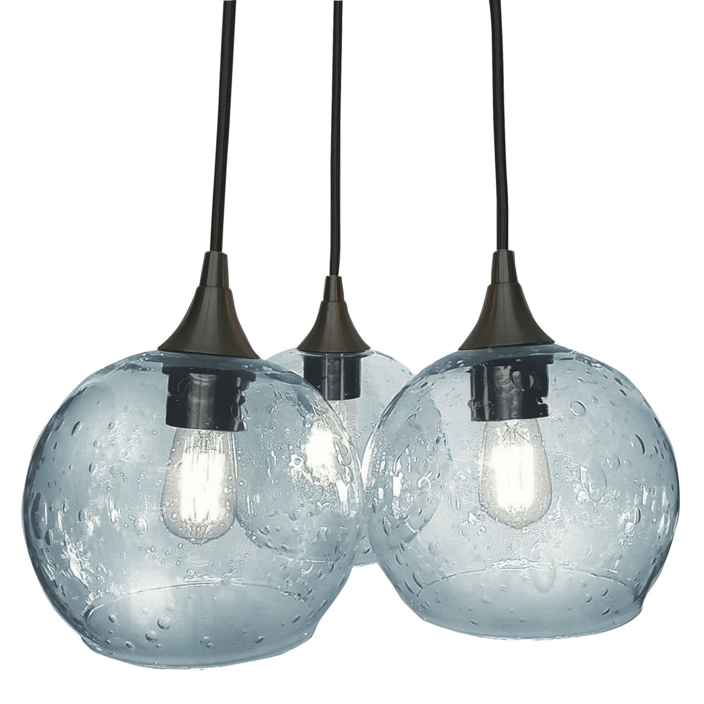 767 3 Cluster Chandelier-Glass-Bicycle Glass Co - Hotshop-Matte Black - 4ft Cord-Lunar-Slate Gray-Bicycle Glass Co