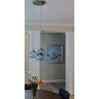 767 3 Pendant Cascade Chandelier-Glass-Bicycle Glass Co-Matte Black - 4ft Cord-Lunar-Steel Blue-Bicycle Glass Co