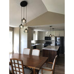 767 3 Pendant Cascade Chandelier-Glass-Bicycle Glass Co-Matte Black - 4ft Cord-Lunar-Steel Blue-Bicycle Glass Co