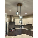 767 3 Pendant Cascade Chandelier-Glass-Bicycle Glass Co-Matte Black - 4ft Cord-Lunar-Steel Blue-Bicycle Glass Co