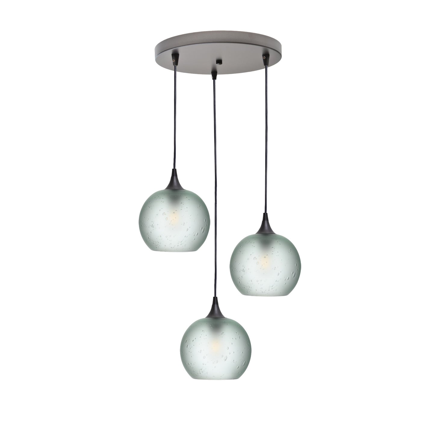 767 3 Pendant Cascade Chandelier-Glass-Bicycle Glass Co - Hotshop-Antique Bronze - 4ft Cord-Celestial-Eco Clear-Bicycle Glass Co