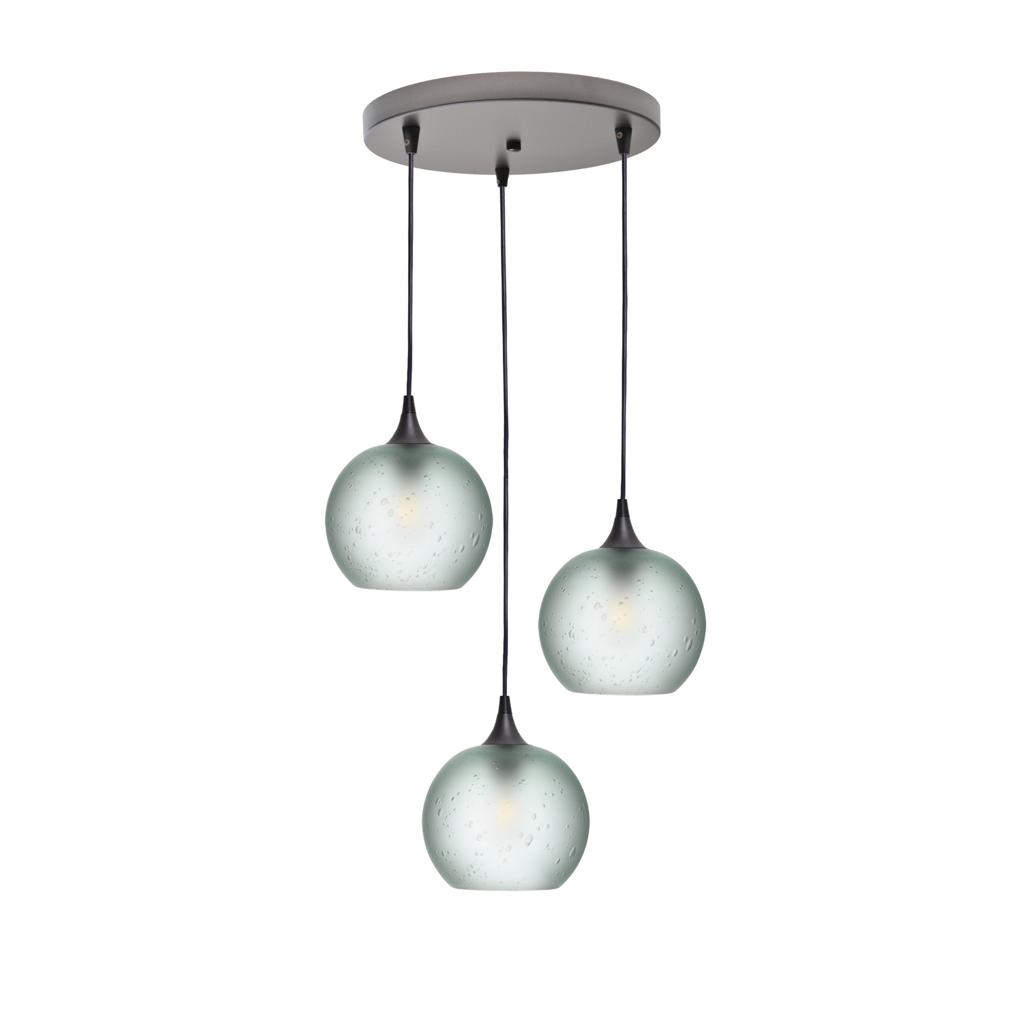 767 3 Pendant Cascade Chandelier-Glass-Bicycle Glass Co - Hotshop-Antique Bronze - 4ft Cord-Celestial-Eco Clear-Bicycle Glass Co