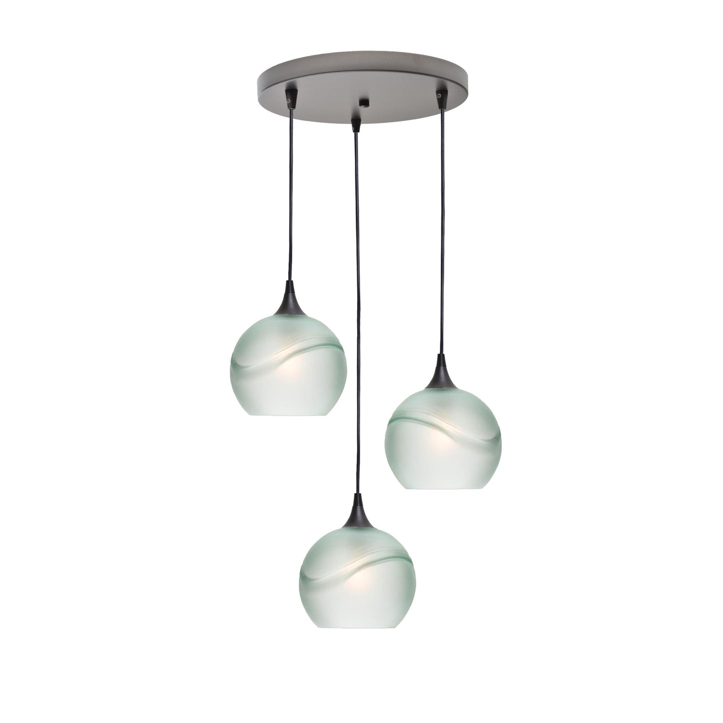 767 3 Pendant Cascade Chandelier-Glass-Bicycle Glass Co - Hotshop-Antique Bronze - 4ft Cord-Glacial-Eco Clear-Bicycle Glass Co
