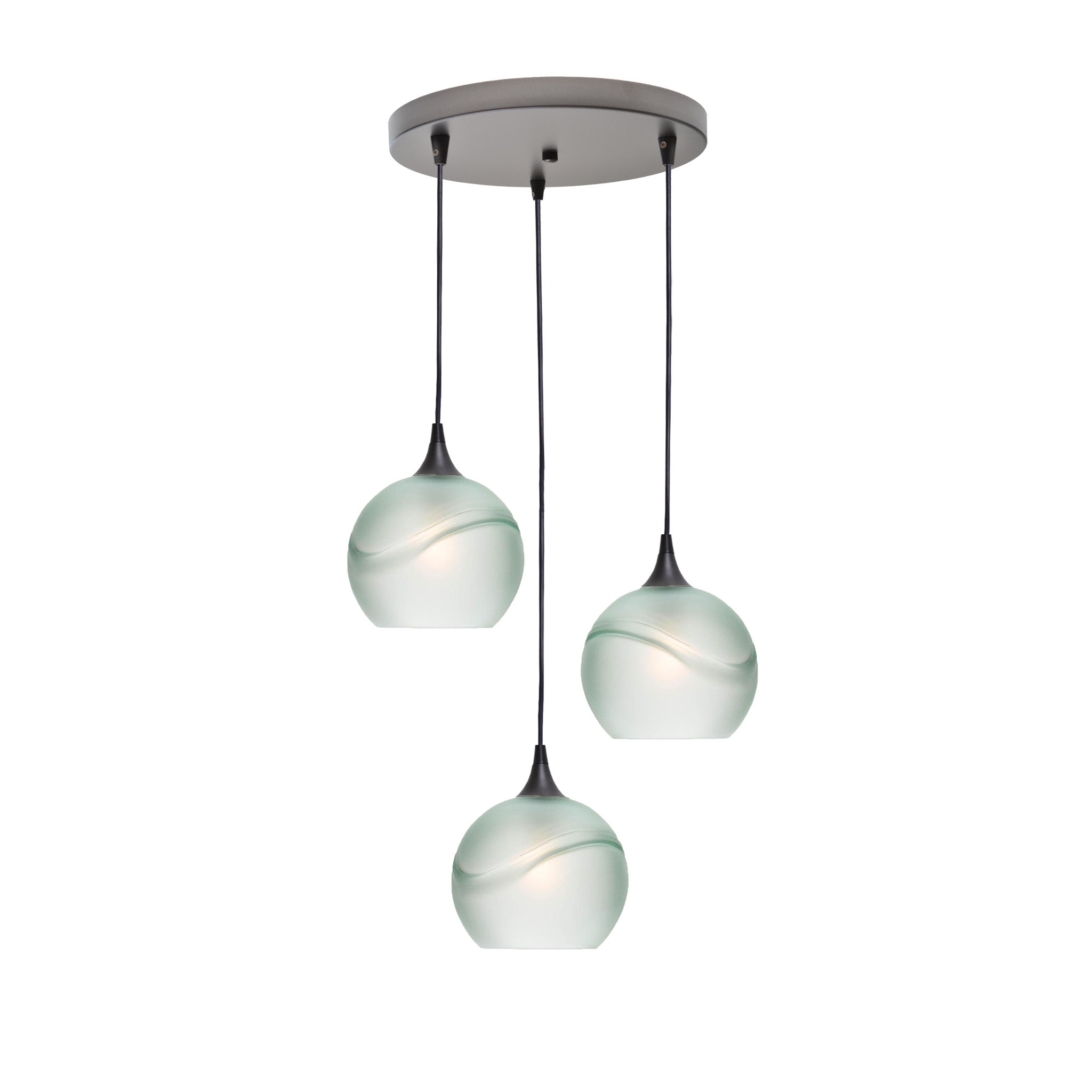 767 3 Pendant Cascade Chandelier-Glass-Bicycle Glass Co - Hotshop-Antique Bronze - 4ft Cord-Glacial-Eco Clear-Bicycle Glass Co