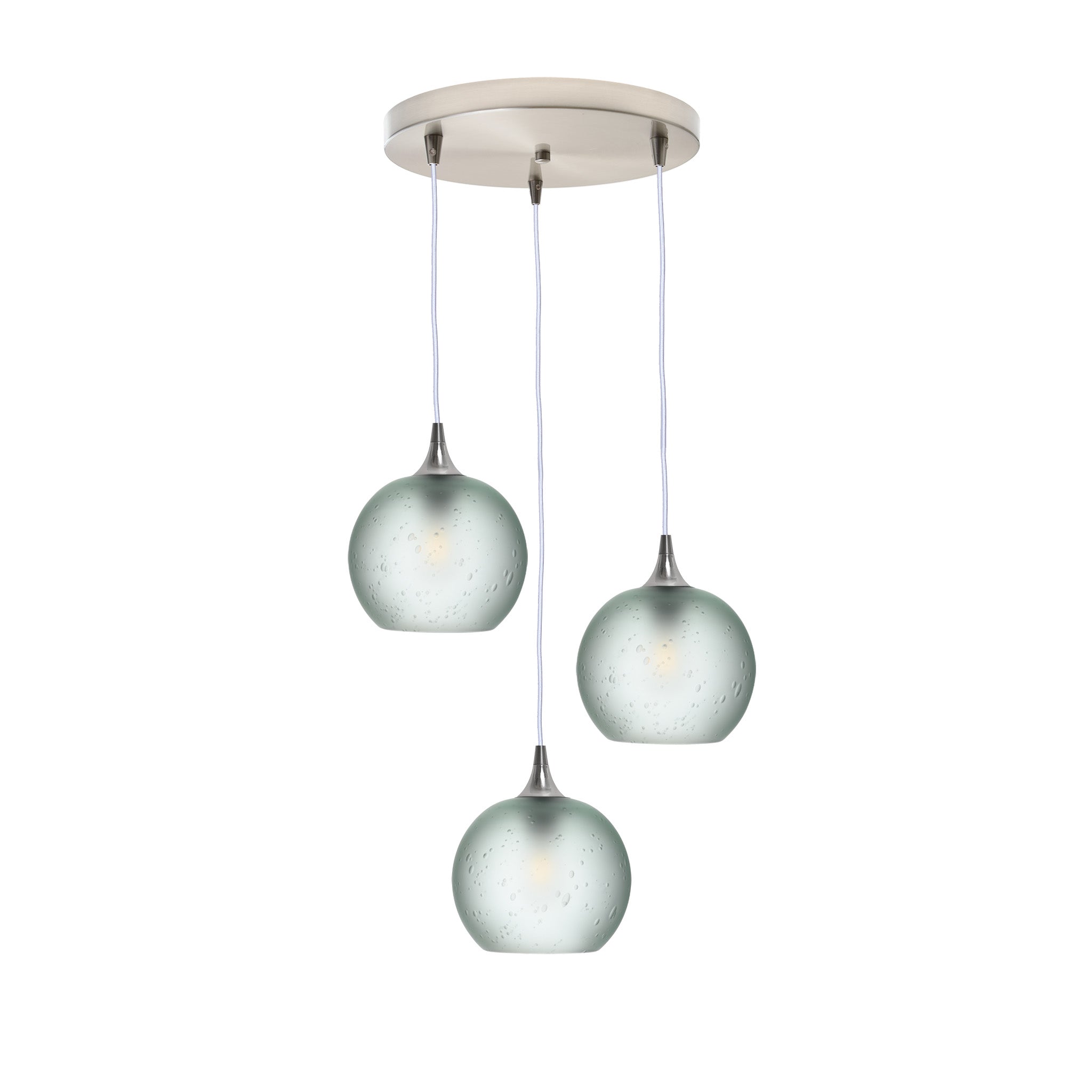 767 3 Pendant Cascade Chandelier-Glass-Bicycle Glass Co - Hotshop-Brushed Nickel - 4ft Cord-Celestial-Eco Clear-Bicycle Glass Co