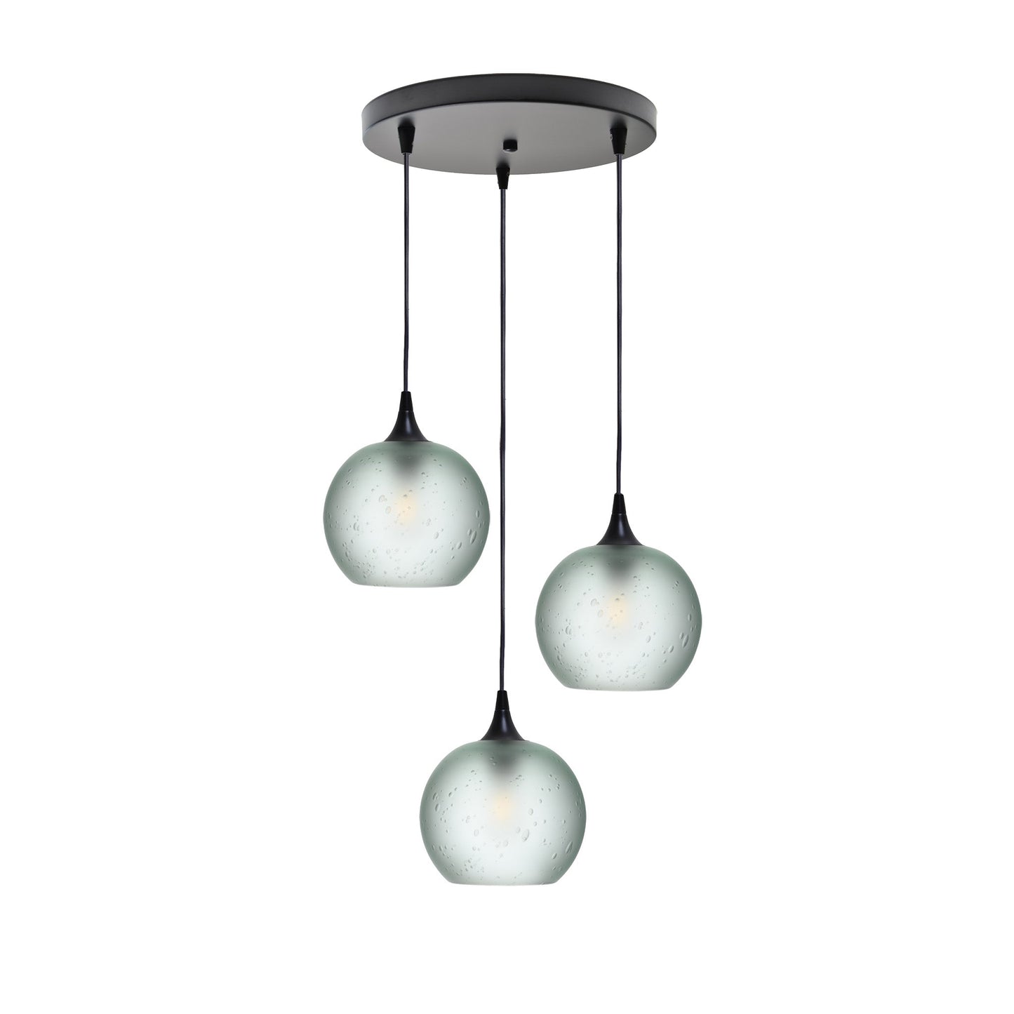 767 3 Pendant Cascade Chandelier-Glass-Bicycle Glass Co - Hotshop-Matte Black - 4ft Cord-Celestial-Eco Clear-Bicycle Glass Co