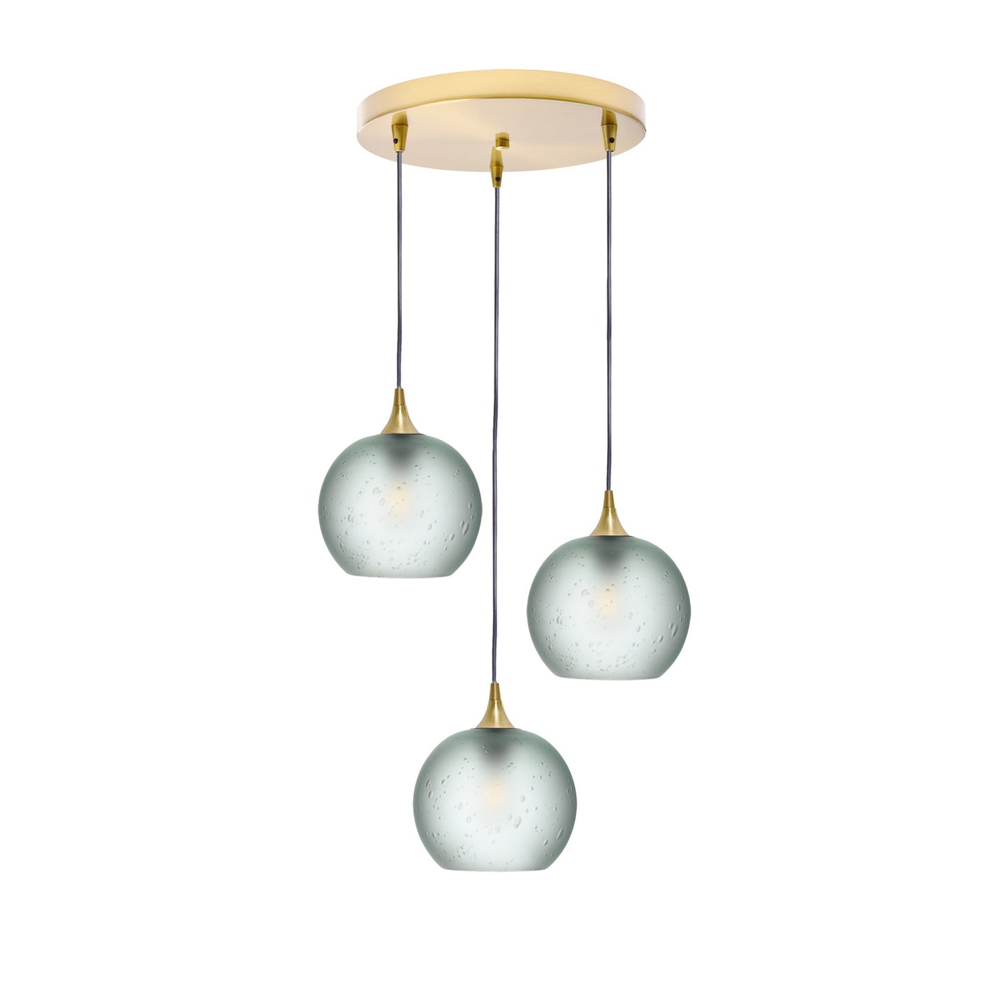 767 3 Pendant Cascade Chandelier-Glass-Bicycle Glass Co - Hotshop-Polished Brass - 4ft Cord-Celestial-Eco Clear-Bicycle Glass Co