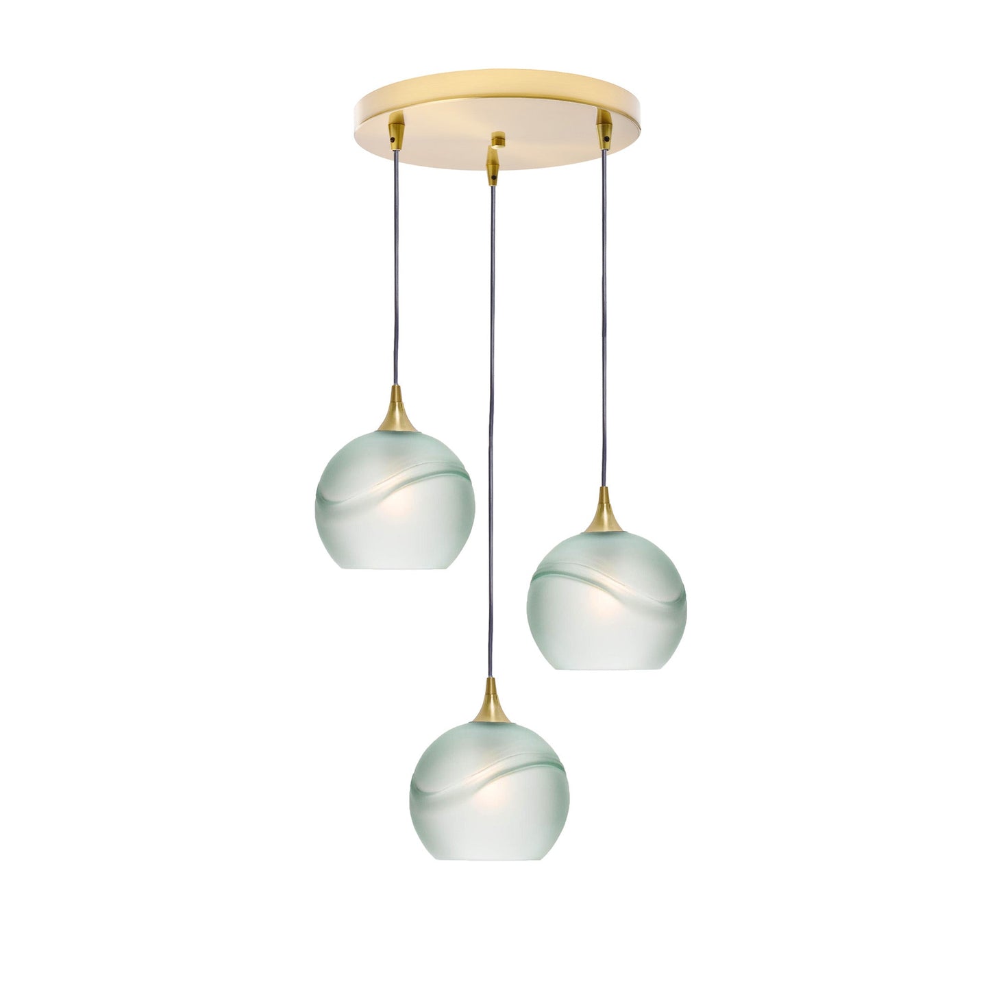 767 3 Pendant Cascade Chandelier-Glass-Bicycle Glass Co - Hotshop-Polished Brass - 4ft Cord-Glacial-Eco Clear-Bicycle Glass Co