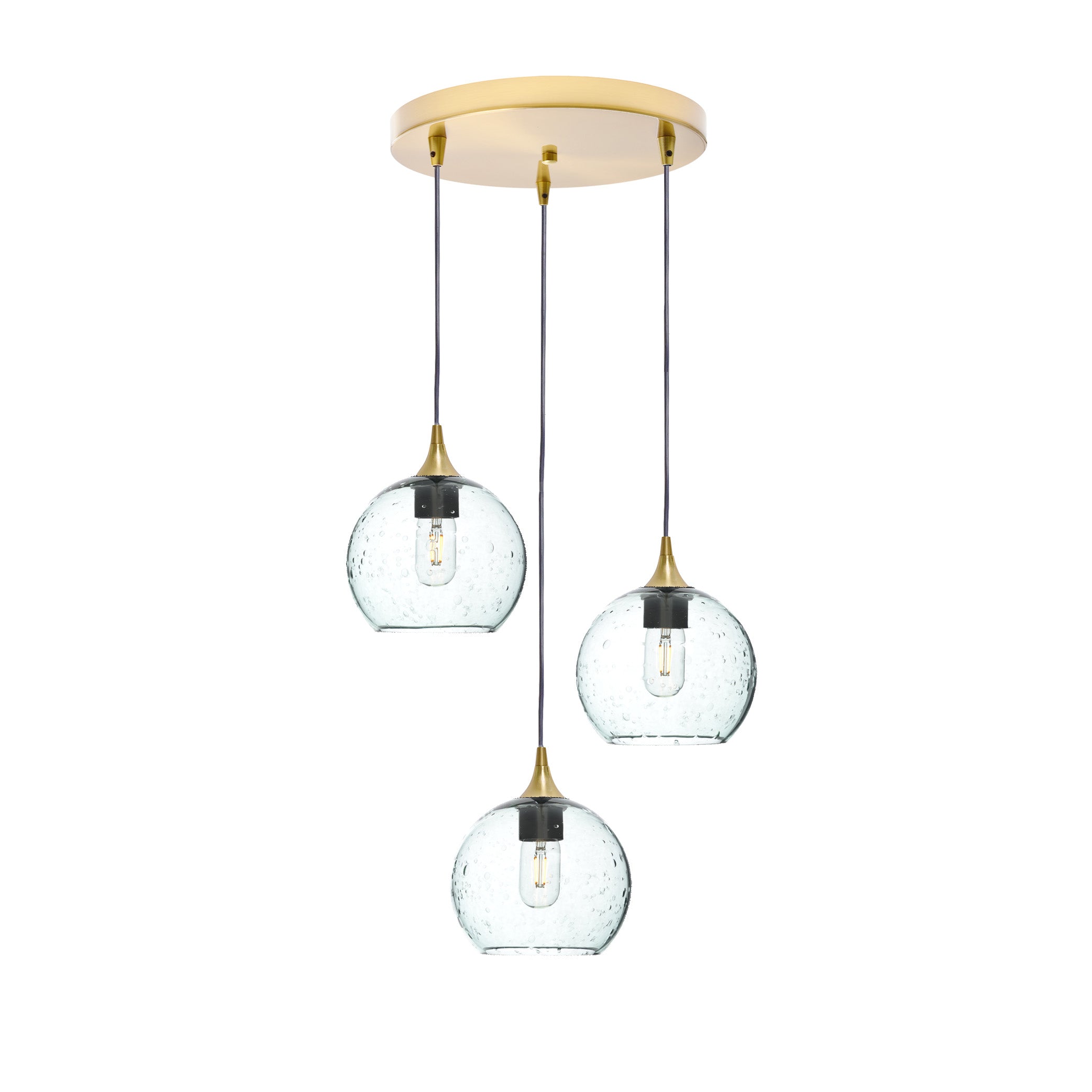 767 3 Pendant Cascade Chandelier-Glass-Bicycle Glass Co - Hotshop-Polished Brass - 4ft Cord-Lunar-Eco Clear-Bicycle Glass Co