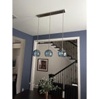 767 3 Pendant Linear Chandelier-Glass-Bicycle Glass Co - Hotshop-Matte Black - 4ft Cord-Lunar-Steel Blue-Bicycle Glass Co