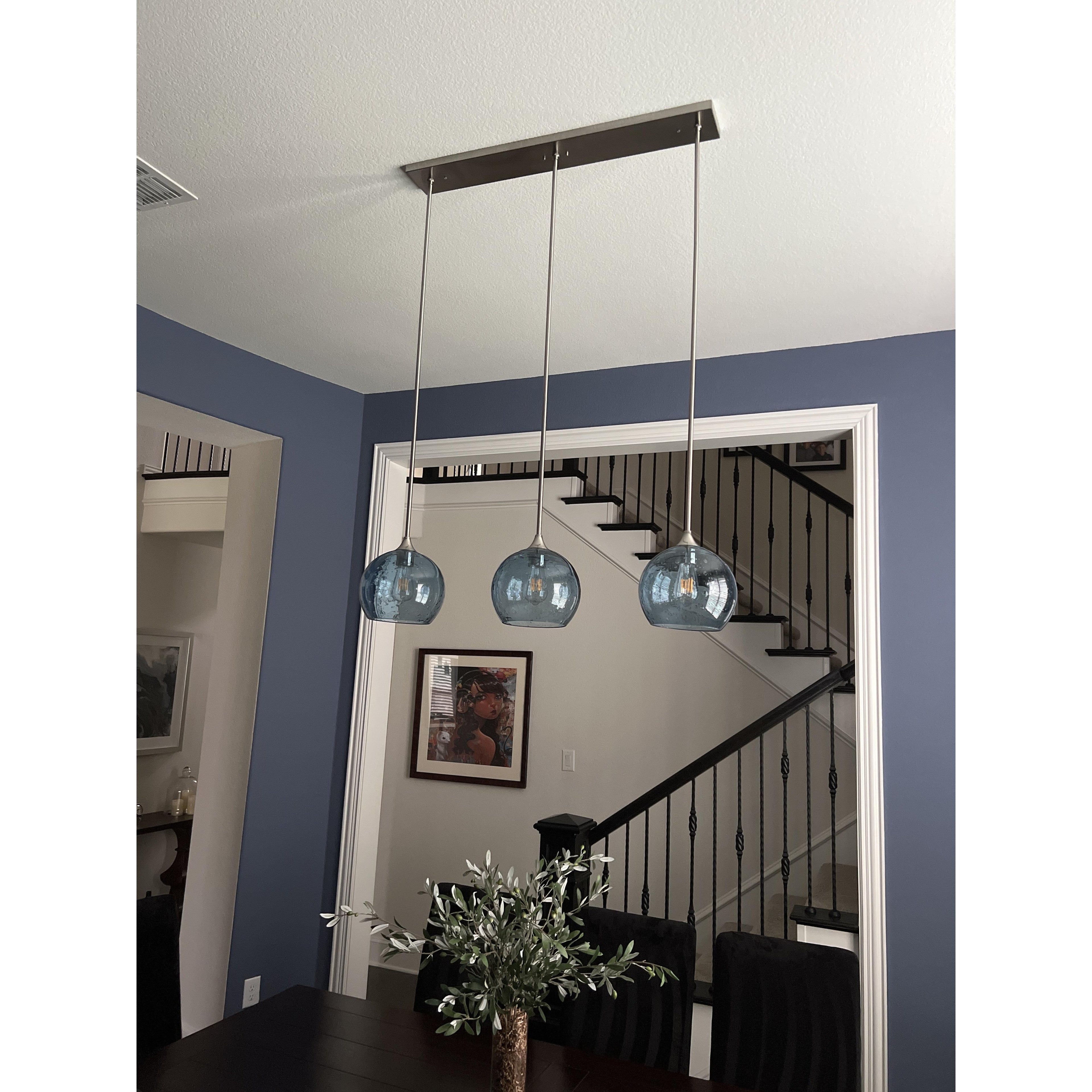 767 3 Pendant Linear Chandelier-Glass-Bicycle Glass Co - Hotshop-Matte Black - 4ft Cord-Lunar-Steel Blue-Bicycle Glass Co