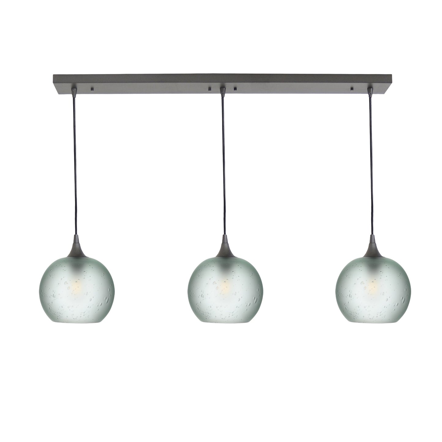 767 3 Pendant Linear Chandelier-Glass-Bicycle Glass Co - Hotshop-Antique Bronze - 4ft Cord-Celestial-Eco Clear-Bicycle Glass Co